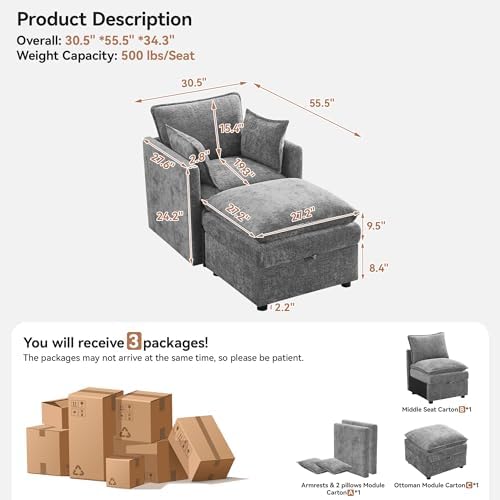 30" Cloud Modular Single Sofa Chair - Image 2