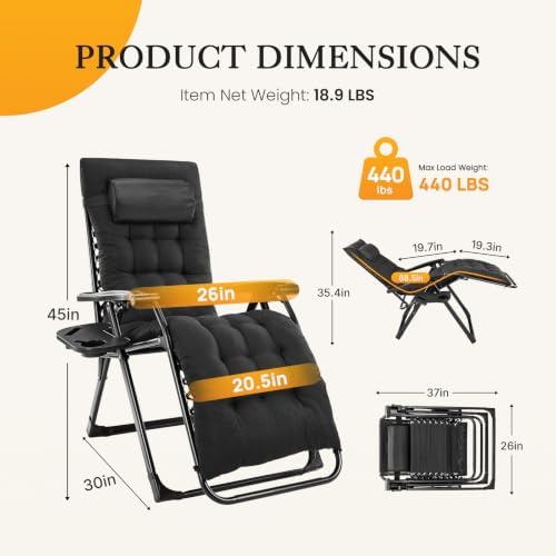 NEWBULIG Zero Gravity Chair, Folding Patio Recliner - Image 3