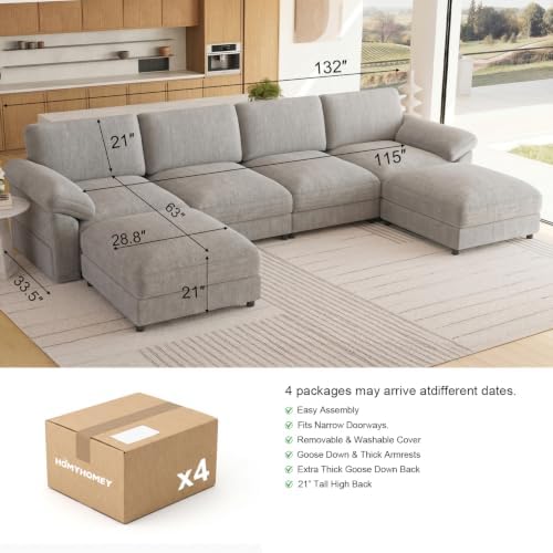 Oversized Sectional Couches for Living Room, Modular U Shaped Cloud Sofa - Image 2