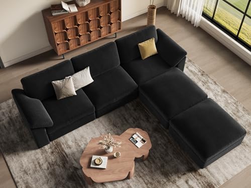 EASE MOOSE Black Oversized Modular Sectional Sofa, U Shape Sectional Couch - Image 5
