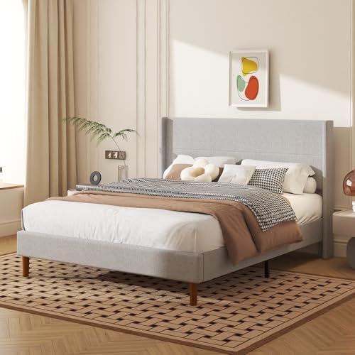 Queen Size Linen Platform Bed Frame - Image 7