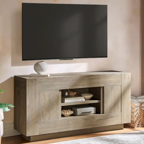 OKD Modern 55" TV Stand for 65" TV, Thick Block Media Console, Alder Grey - Image 3