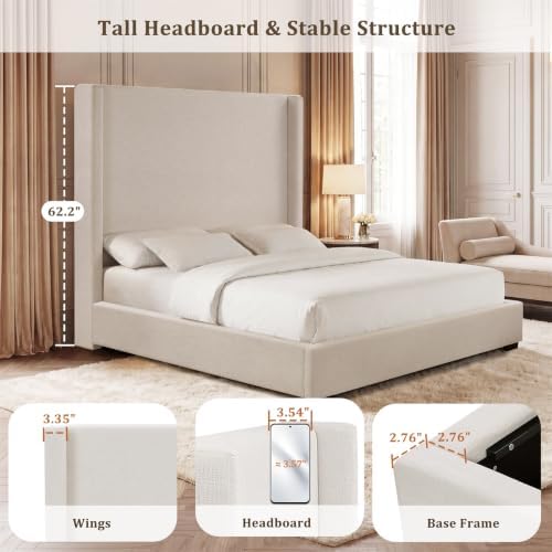 King Wingback Upholstered Bed - Image 4