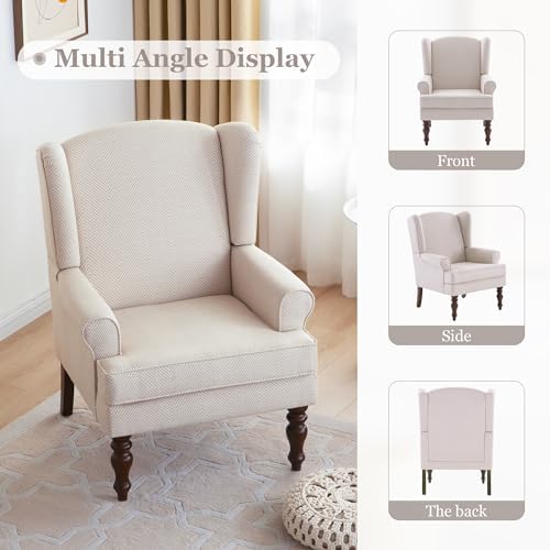 High Back Wingback Accent Chair, Upholstered Single Armchair Sofa - Image 7