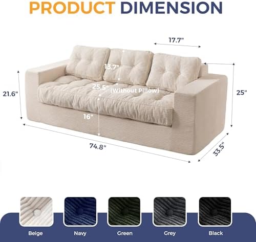 MAXYOYO Loveseat Sofa Couch, Upholstered Bean Bag Chair Cloud Seat - Image 2