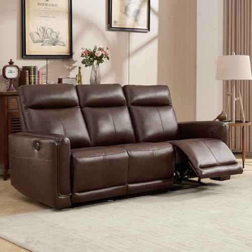 CANMOV Genuine Leather Power Recliner Sofa Set, Power Reclining Couch Set - Image 4