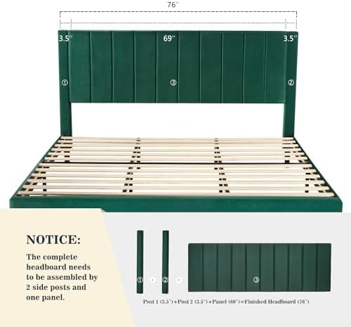 Allewie King Bed Frame/Velvet Upholstered Bed Frame - Image 4