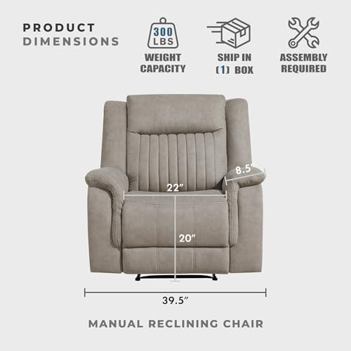 Lexicon Polished Microfiber Wall Hugger Manual Reclining Chair - Image 5