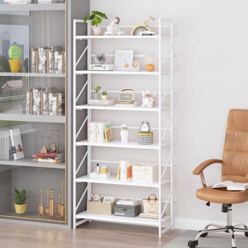 JSB 6 Tier No Assembly Folding Bookshelf, 30.7" Wide Foldable Storage Bookcase - Image 5