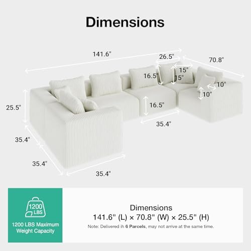 Novilla 141" Modular Sectional Sofa, U Shape Family Size Sectional Couch - Image 2