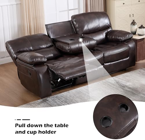 EBELLO Faux Leather Manual Recliner Set, Americana Minimalist 1-Seat Chair and - Image 4