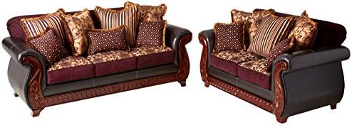 Furniture of America Kildred 2-Piece Fabric and Leatherette Sofa Set by Furniture+of+America