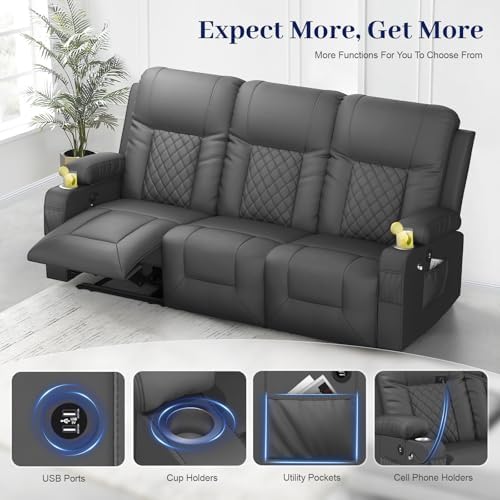 YONISEE 3 Seat Recliner Sofa, Large Reclining Sofa - Image 4