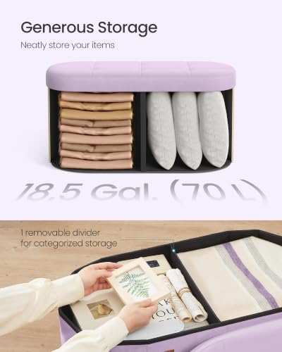 SONGMICS Folding Ottoman with Storage, Oval Bench, Velvet Fabric - Image 6