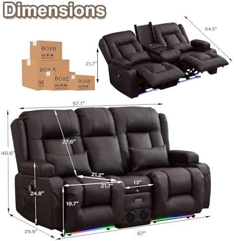 TUNYI Power Loveseat Recliner Sofa - Image 2