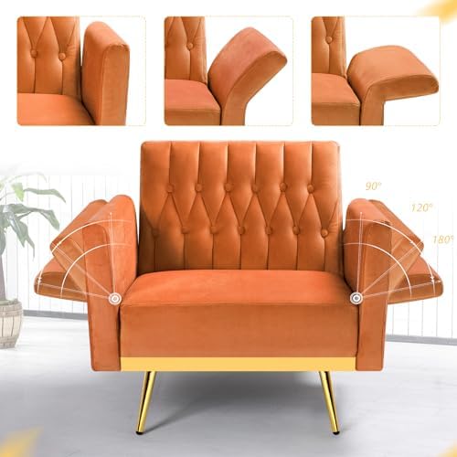 Velvet Accent Chair w/Ottoman & Adjustable Backrest - Image 5