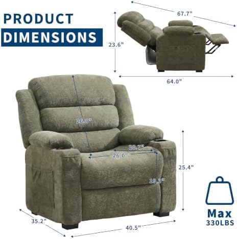 Garvee Oversized Power Recliner Chair 26" Seat Remote & Memory Presets - Image 2