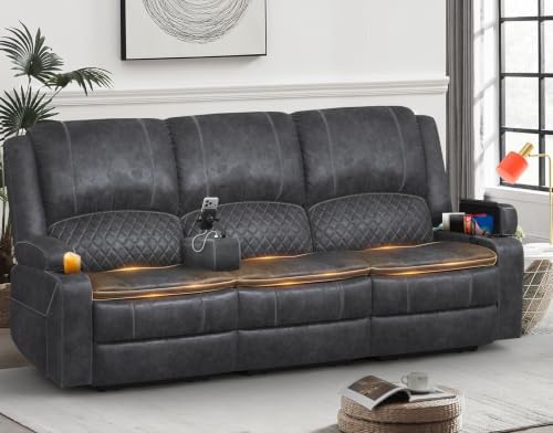 Yolsali 3 Seater Reclining Sofa, Reclining Couch Wall Hugger by SavortheHappyMoments