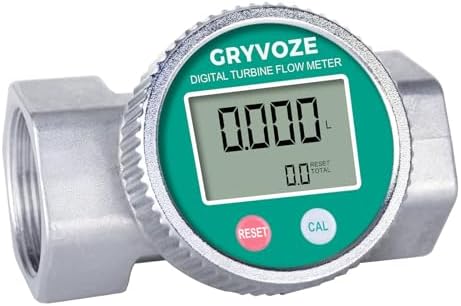 1.5" Waterproof Water Flow Meter, Irrigation, Pool & Liquids by GRYVOZE