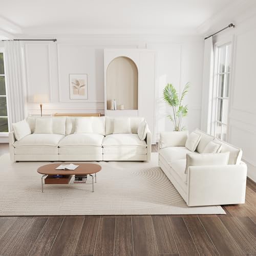 mikibama Luxury 2 Piece Cloud Couches Set, Modern Upholstered Chenille 3 Seater - Image 6