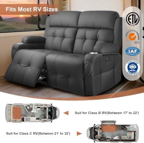 RV Loveseat Recliner Sofa, Wall Hugger Reclining RV Couch - Image 5