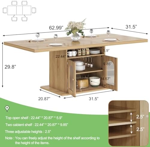 HSH 63" Modern Dining Table for 6 - Image 2