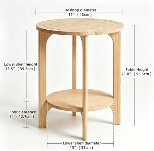 Solid Wood Round Side Table for Living Room - Image 2
