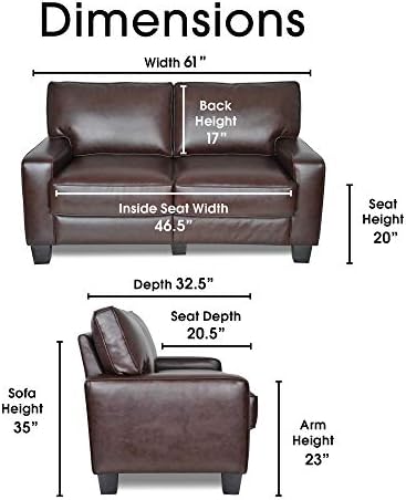 Serta Palisades 61" Track Arm Sofa, Durable Bonded Leather, Soft Pillow Back - Image 3
