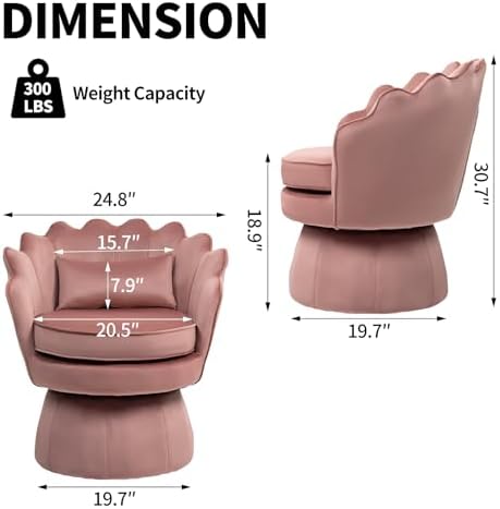ZJhome 360° Swivel Accent Chairs Set of 2, Mid-Century Modern Velvet Barrel - Image 2