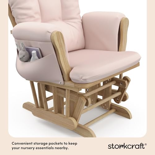 Storkcraft Premium Hoop Glider & Ottoman, Natural/Pink - Image 6