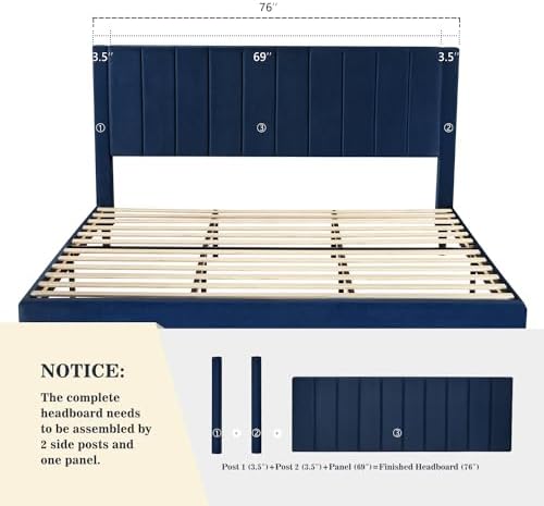 Allewie King Platform Bed Frame/Velvet Upholstered Bed Frame - Image 4