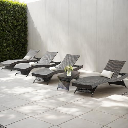 PE Rattan Adjustable Backrest Chaise Lounge Set 4 - Image 2