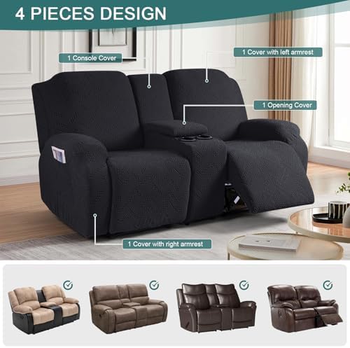 Ruaozz Stretch Loveseat Recliner Cover - Image 4