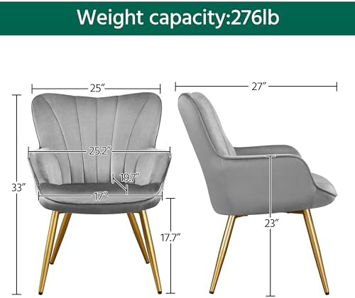 Yaheetech Accent Chairs Set of 2, Upholstered Armchair, Light Gray - Image 3