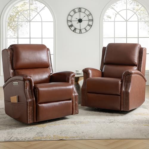 HULALA HOME Genuine Leather Recliner Set of 2 by HULALAHOME