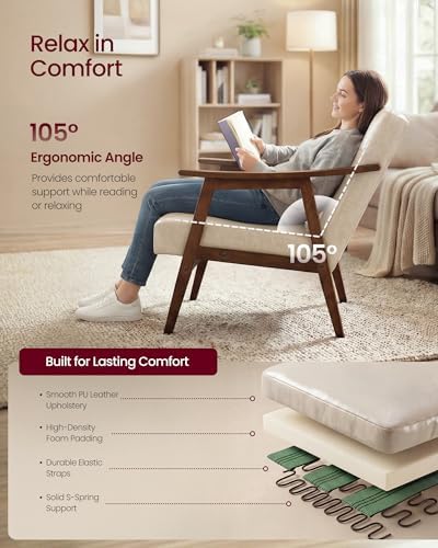 VASAGLE Accent Chair, PU Leather Armchair, Button Tufted, Thick Cushion - Image 4