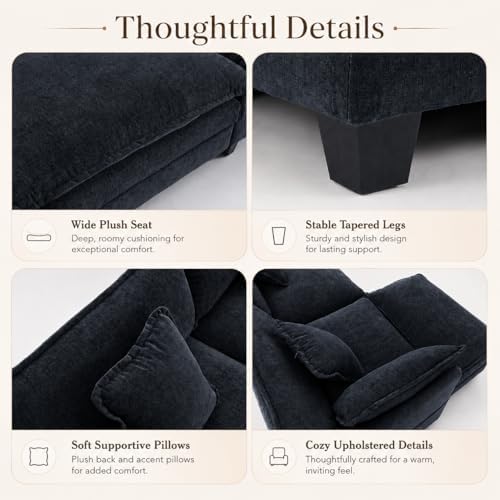 41" Oversized Chair with Ottoman, Chenille Reading Chair and a Half, Deep Seat - Image 4