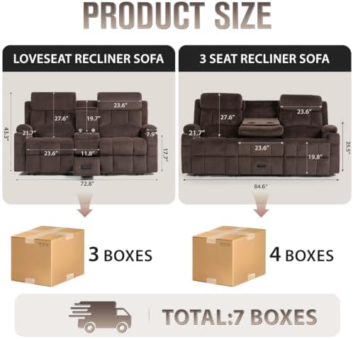 Manual Recliner Sofa Set Loveseat & 3-Seater - Image 3