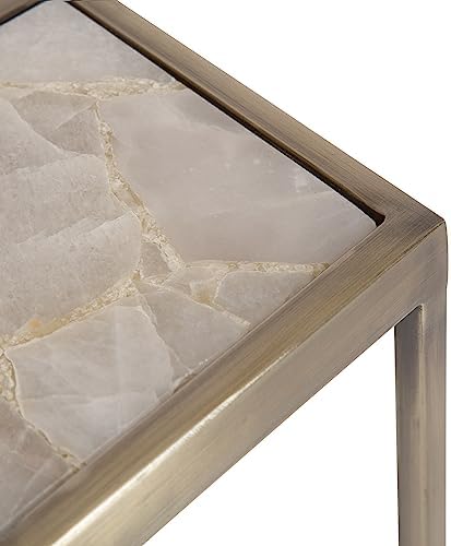 Kate and Laurel Jaspur Modern Square Drink Table, Natural Quartz and Brass - Image 6