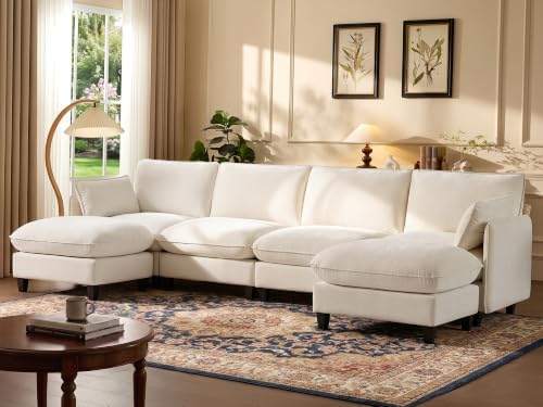 Ihanherry 139" U-Shaped Modular Sectional Couch, Oversized Cloud Sofa by iHanHerry