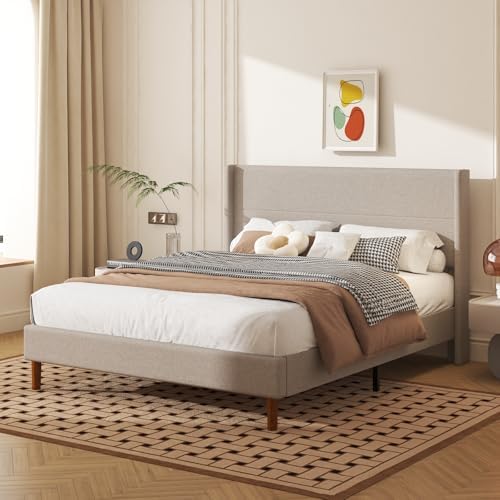 Queen Size Linen Platform Bed Frame - Image 7