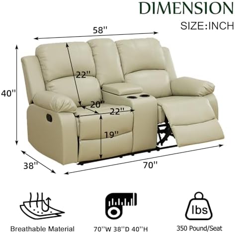 Leather Recliner Sofa，Reclining Loveseat - Image 2