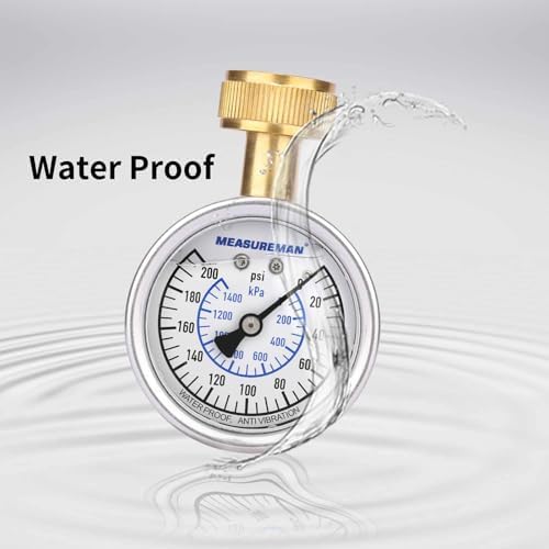 MEASUREMAN 2-1/2" Glycerin Filled Stainless Steel Water Pressure Test Gauge - Image 3