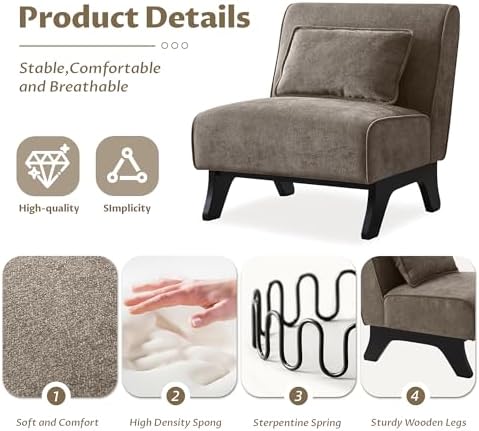 Armless Accent Chairs Set of 2 Upholstered Living Room Side Chairs - Image 3