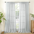 Light Grey Linen Semi Sheer Curtains 52 X 84 Inch Length by YoungsTex