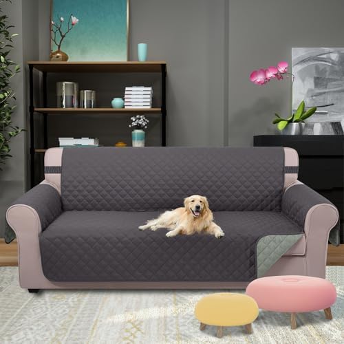 U-NICE HOME Reversible Sofa Cover or Dogs, Dark Grey/Light Grey - Image 2