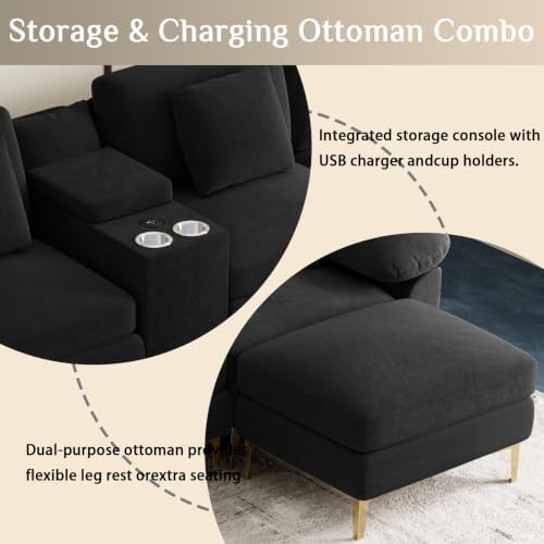 OUYESSIR 128" U-Shaped Sectional Couch - Image 6