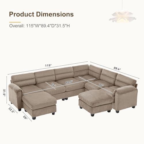 HAOMARKETS 115” Modular Sectional L Shaped Corner Sofa - Image 2