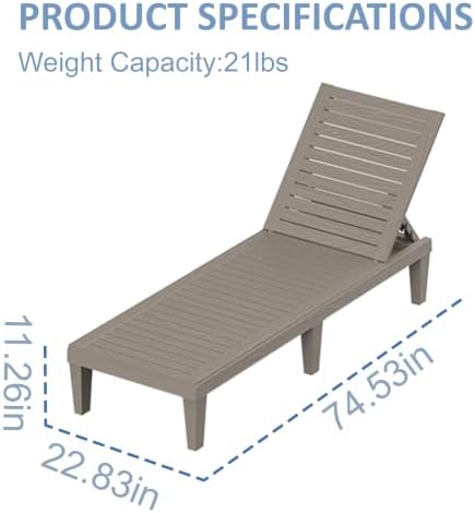 Outdoor Chaise Lounge Chairs, 5-Position Adjustable Backrest, Waterproof - Image 3