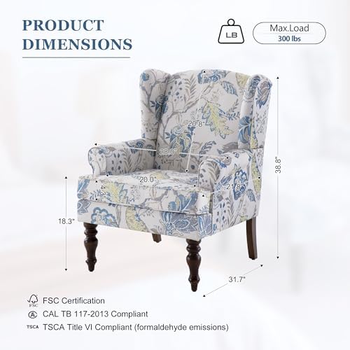 High Back Wingback Accent Chair, Upholstered Single Armchair Sofa - Image 2